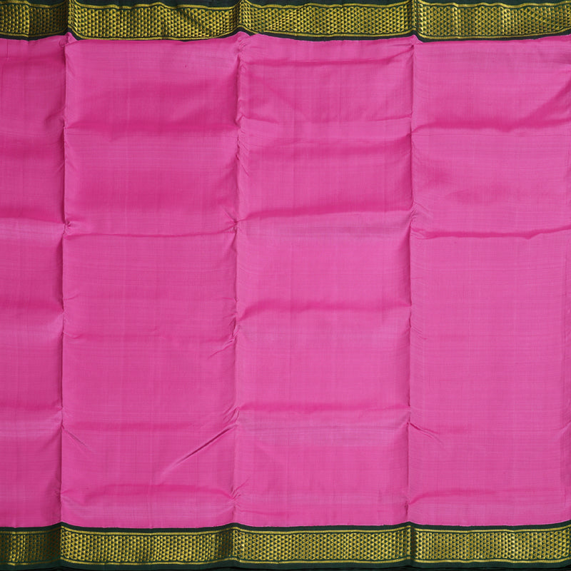 Hayagrivas Rose Pink Handloom Kanjivaram Ten Yards Silk Saree with Bottle Green Border BBD776H5-2