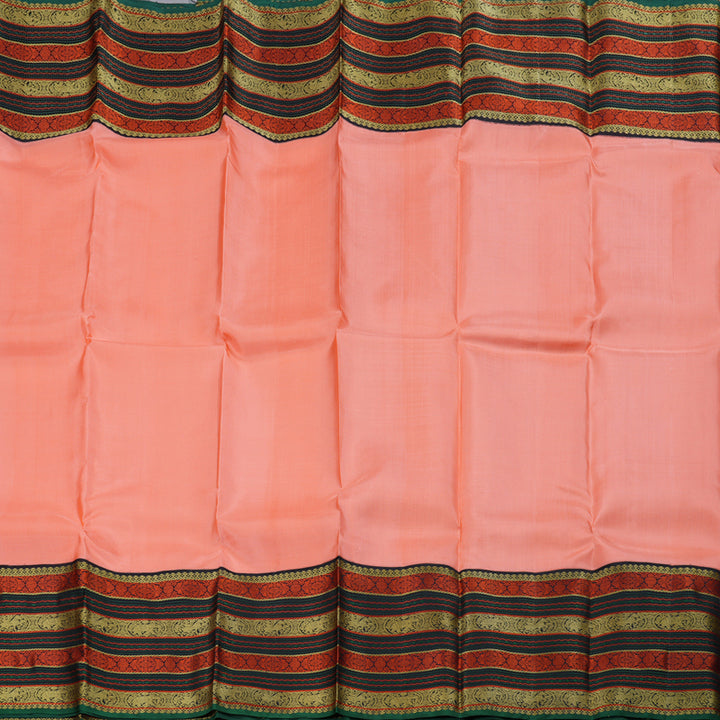 Hayagrivas Peach Pink Kanjivaram Silk Saree with Black Border BBD778H1-1