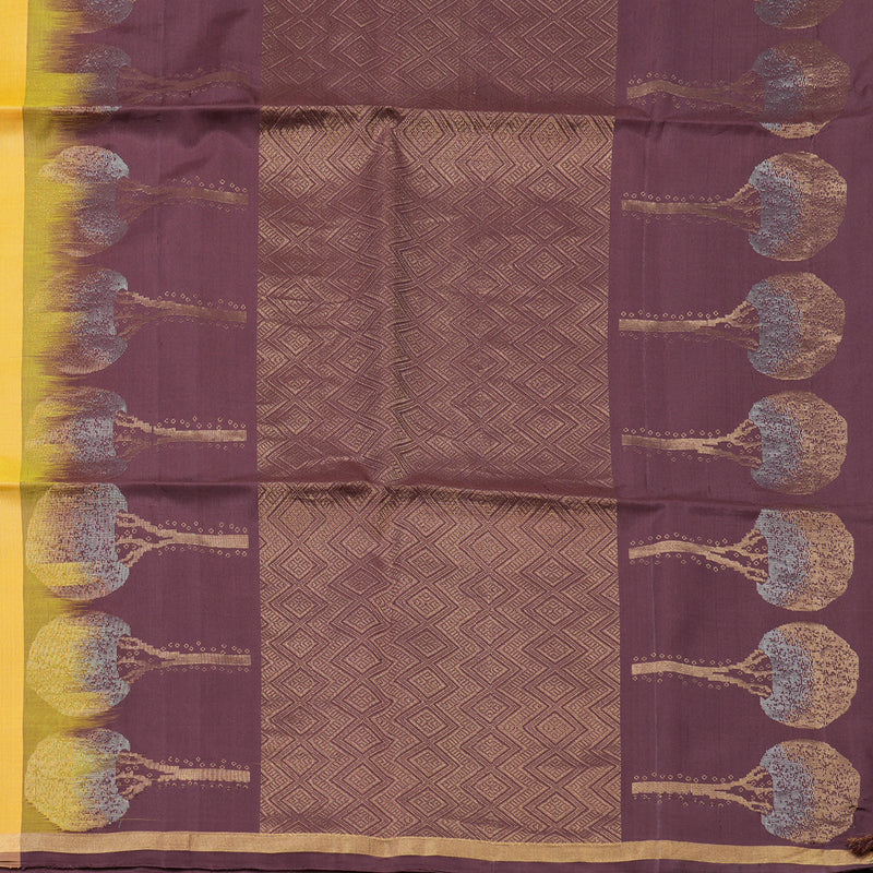 Hayagrivas Yellow Pure Soft Silk Saree with Dusky Maroon border BBD780H2-26