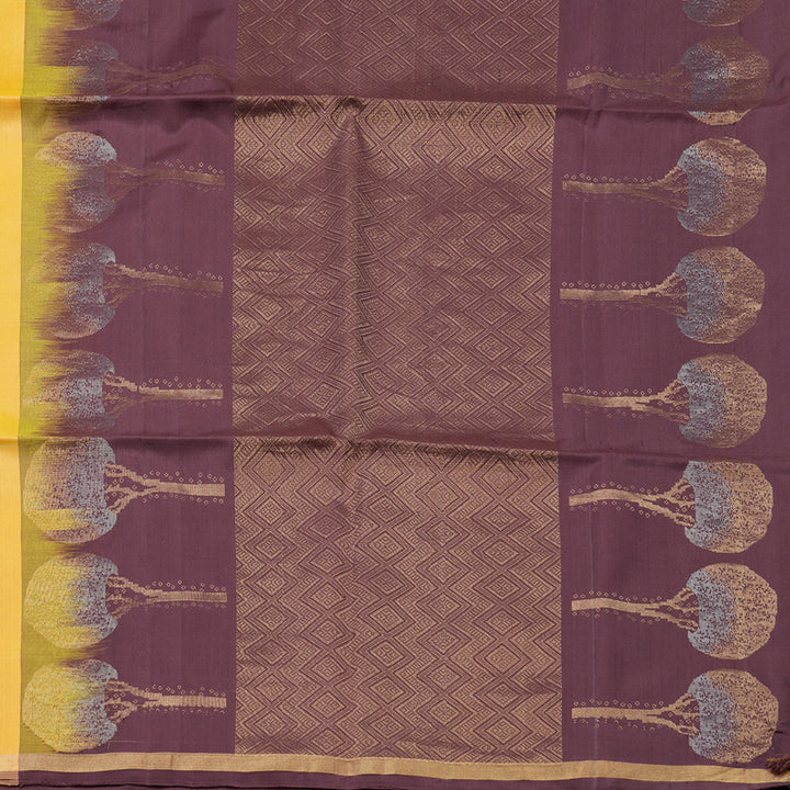 Hayagrivas Yellow Pure Soft Silk Saree with Dusky Maroon border BBD780H2-26