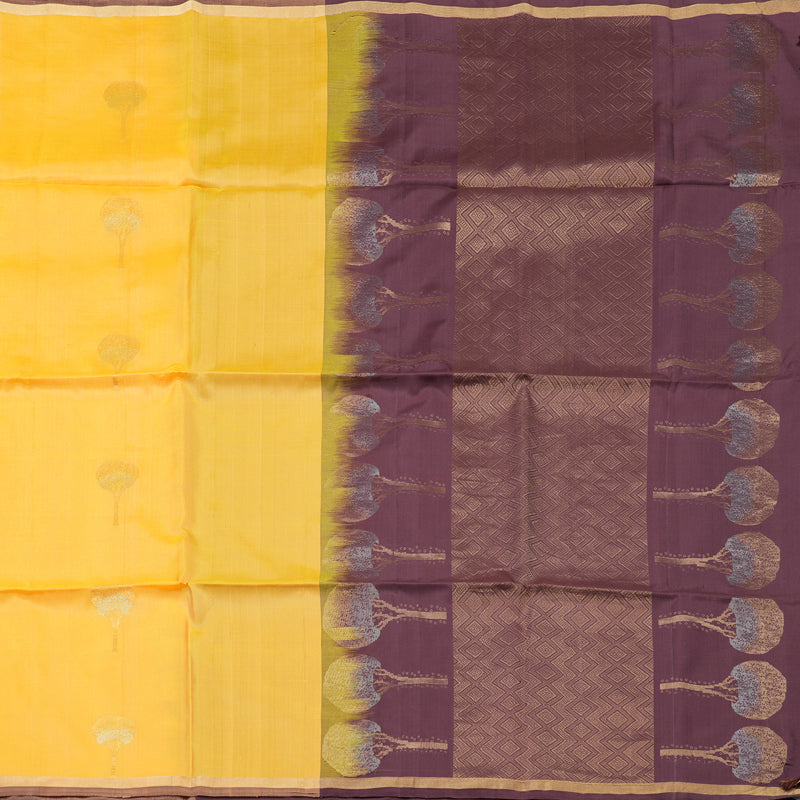 Hayagrivas Yellow Pure Soft Silk Saree with Dusky Maroon border BBD780H2-26
