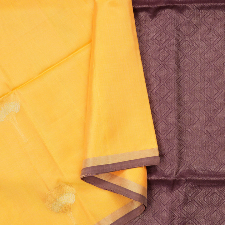 Hayagrivas Yellow Pure Soft Silk Saree with Dusky Maroon border BBD780H2-26