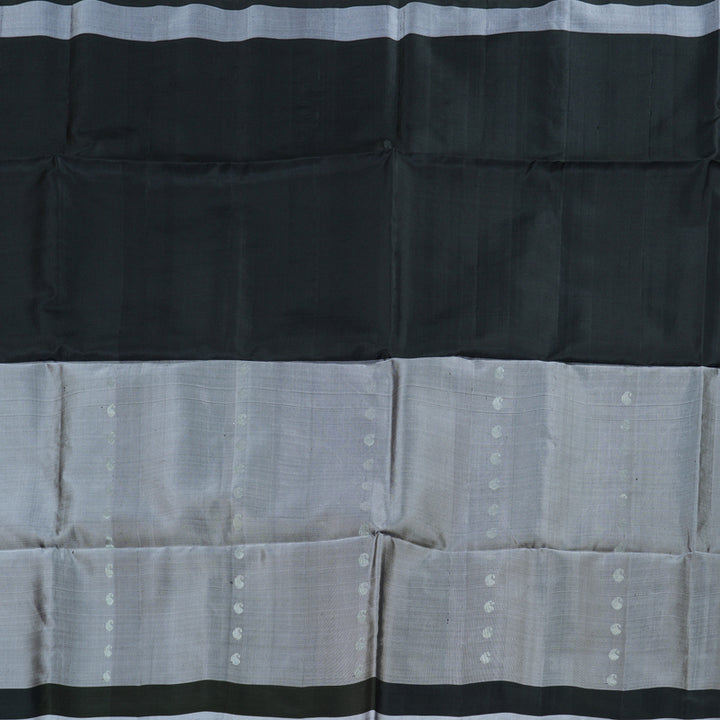 Hayagrivas Handloom Grey And Black Half and Half Soft Silk Saree with Black Border BBD780H4-22