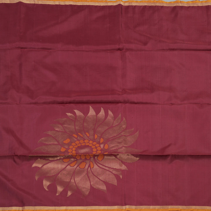 Hayagrivas Handloom Kanjivaram soft silk saree in Dark maroon with mustard yellow BBD780H5-2