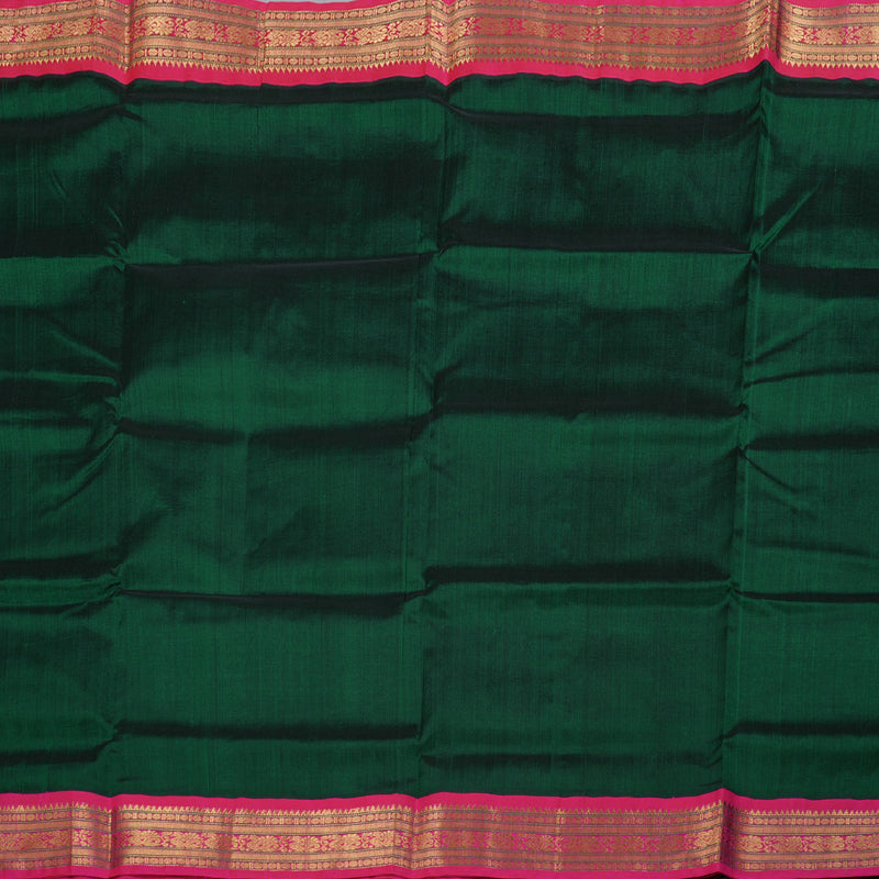 Hayagrivas Bottle Green - Pink Border Handloom Silk Cotton Saree BBD782H13-5