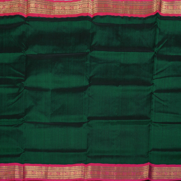 Hayagrivas Bottle Green - Pink Border Handloom Silk Cotton Saree BBD782H13-5