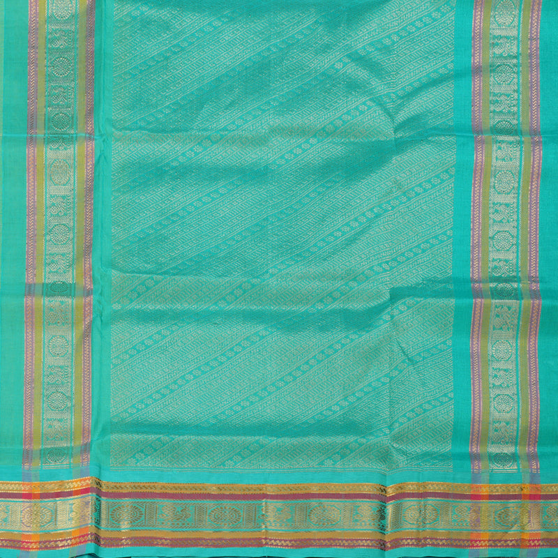 Hayagrivas Lemon Yellow with Sea Green Border Handloom Silk Cotton Saree