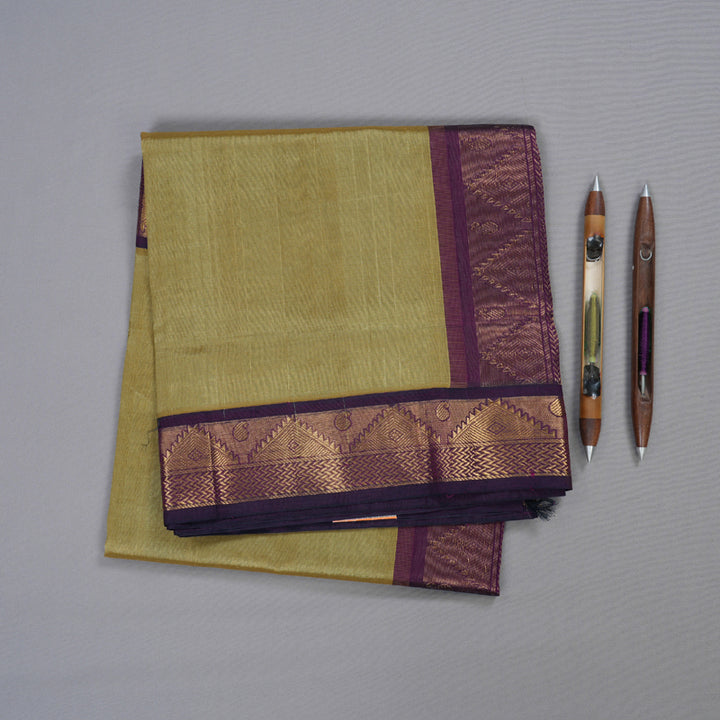 Hayagrivas Pista Green With Purple Korvai Silk Cotton Saree BBD782H14-9