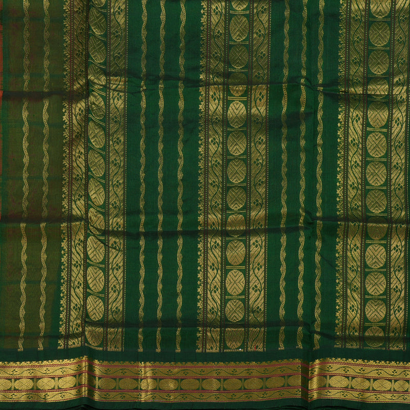 Hayagrivas Handloom Mango Yellow With Green Silk Cotton Saree BBD783H2-4