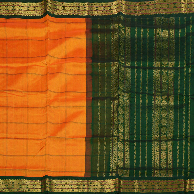 Hayagrivas Handloom Mango Yellow With Green Silk Cotton Saree BBD783H2-4