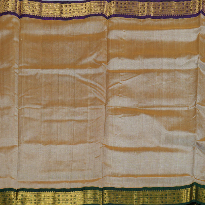 Hayagrivas Sandal Beige Nineyards Silk Cotton Saree with Bottle Green Border BBD784H2-1