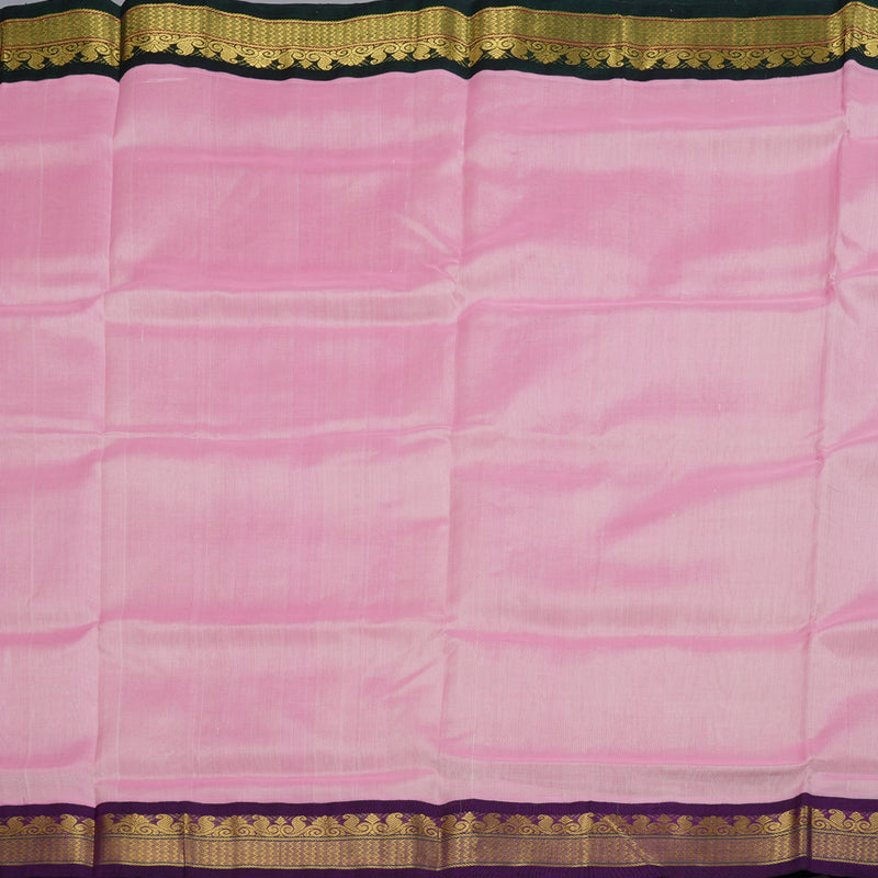 Hayagrivas Baby Pink Nineyards Silk Cotton Saree with Purple Border BBD784H2-2