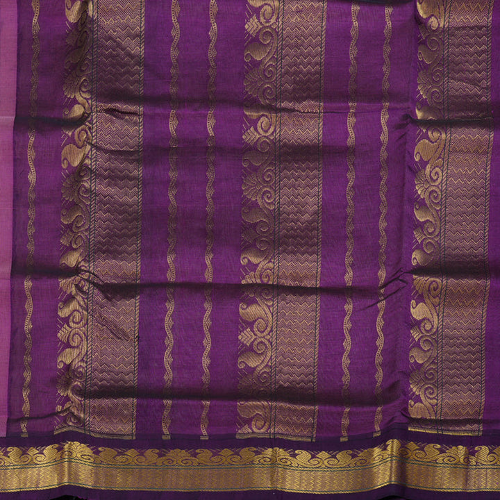 Hayagrivas Baby Pink Nineyards Silk Cotton Saree with Purple Border BBD784H2-2