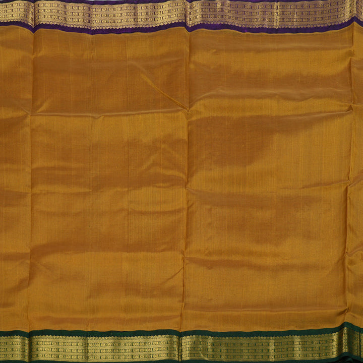 Hayagrivas Honey Mustard Nineyards Silk Cotton Saree with Bottle Green Border BBD784H2-3