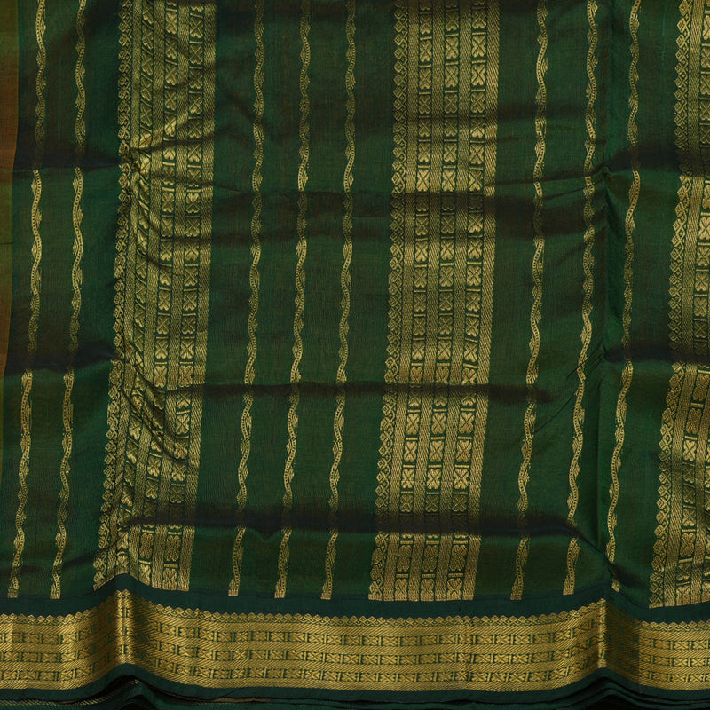 Hayagrivas Honey Mustard Nineyards Silk Cotton Saree with Bottle Green Border BBD784H2-3