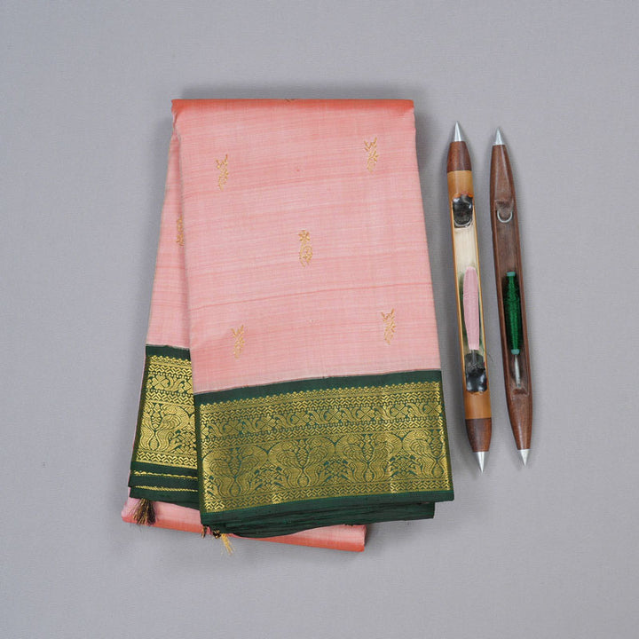 Hayagrivas Handloom Kanjivaram Silk Saree in Enchanting Light Peach BBD787H2-1
