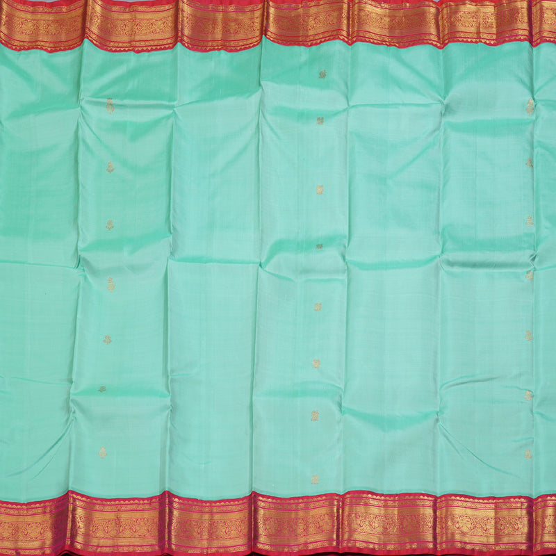 Hayagrivas Sea Blue Handloom Kanjivaram Silk Saree with Redish Pink Border BBD787H4-3