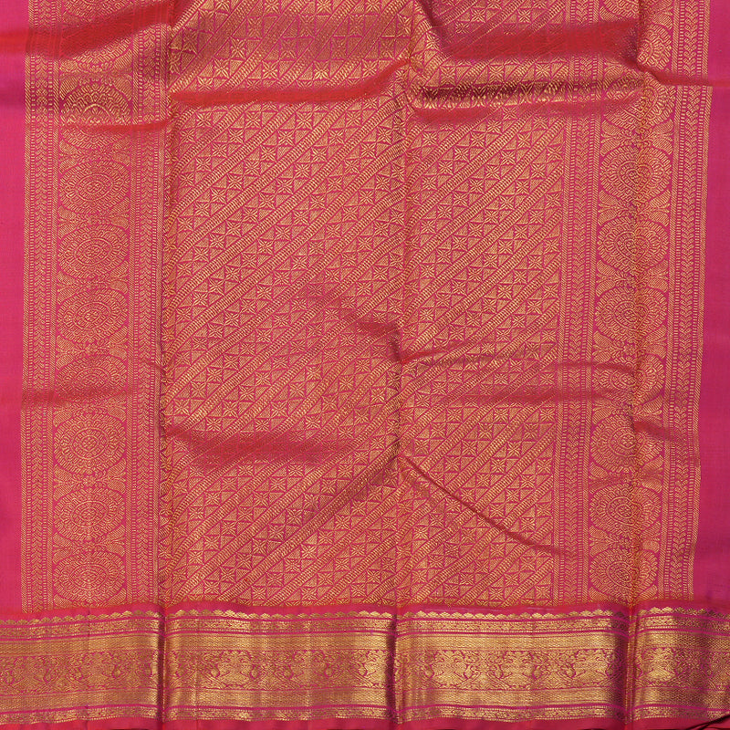 Hayagrivas Sea Blue Handloom Kanjivaram Silk Saree with Redish Pink Border BBD787H4-3