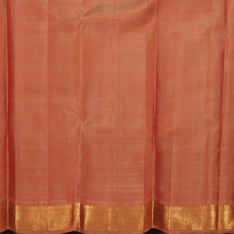 Hayagrivas Silver Grey Kanjivaram Silk Saree with Dual Tone (Rust & Red) Border BBD792H5-2