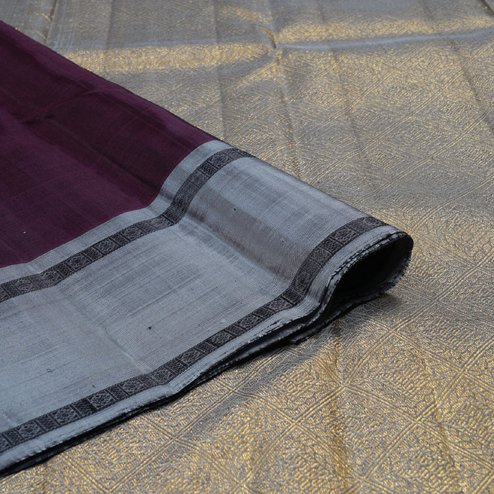 Hayagrivas Purple Handloom Kanjivaram Silk Saree with Grey Border BBD792H7-1