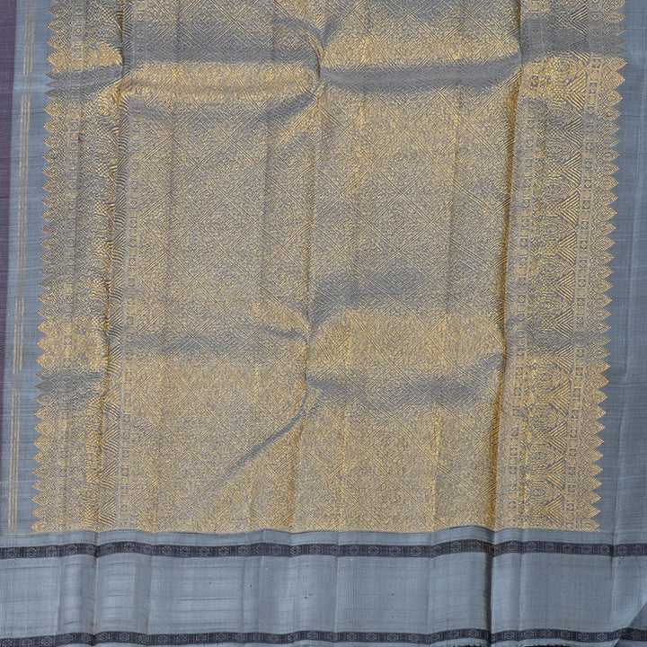 Hayagrivas Purple Handloom Kanjivaram Silk Saree with Grey Border BBD792H7-1