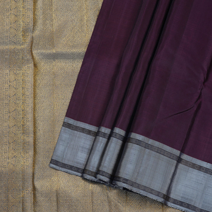 Hayagrivas Purple Handloom Kanjivaram Silk Saree with Grey Border BBD792H7-1