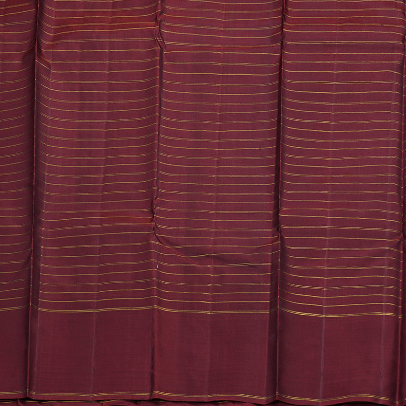 Hayagrivas Dark Brown Handloom Kanjivaram Silk Saree with Wine Maroon Border BBD793H8-1