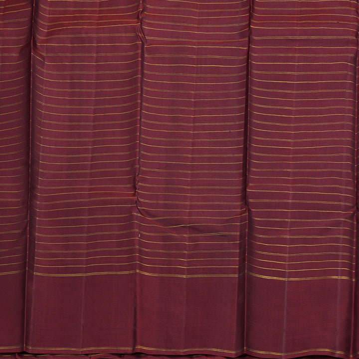 Hayagrivas Dark Brown Handloom Kanjivaram Silk Saree with Wine Maroon Border BBD793H8-1