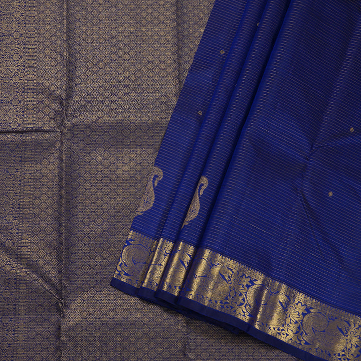 Hayagrivas Blue Kanjivaram Silk Saree with Blue Border BBD794H2-4