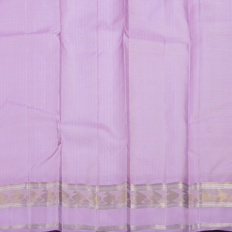 Hayagrivas White Kanjivaram Silk Saree with Lavender Border BBD799H4-1