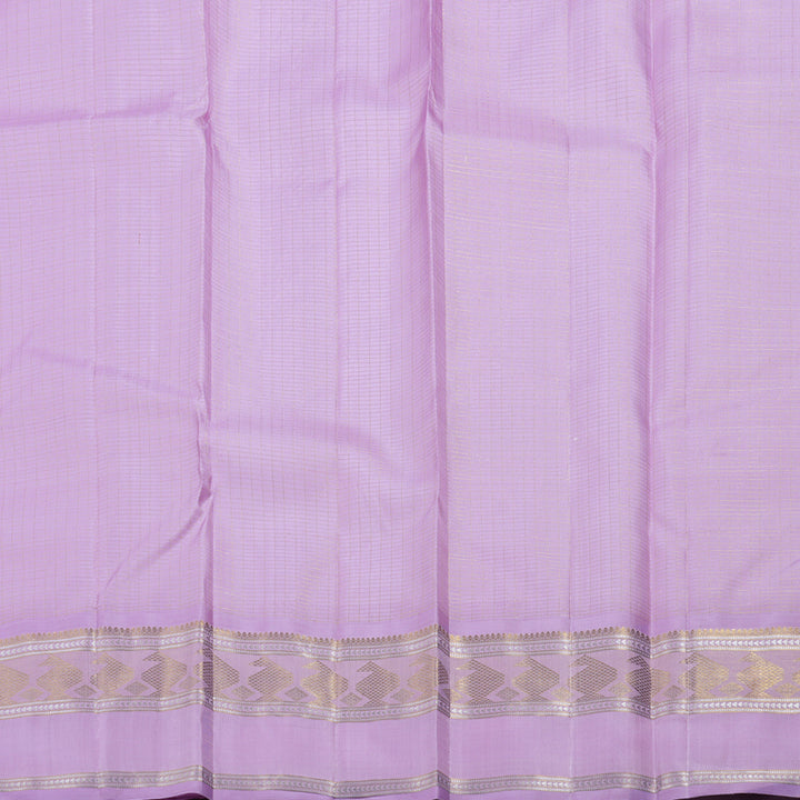 Hayagrivas White Kanjivaram Silk Saree with Lavender Border BBD799H4-1