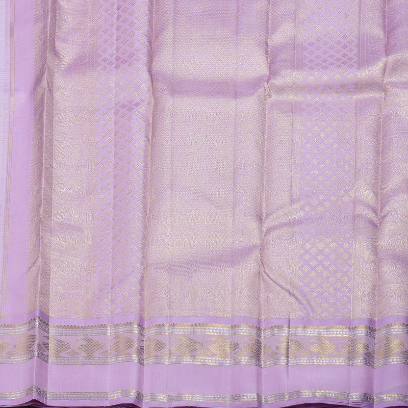 Hayagrivas White Kanjivaram Silk Saree with Lavender Border BBD799H4-1