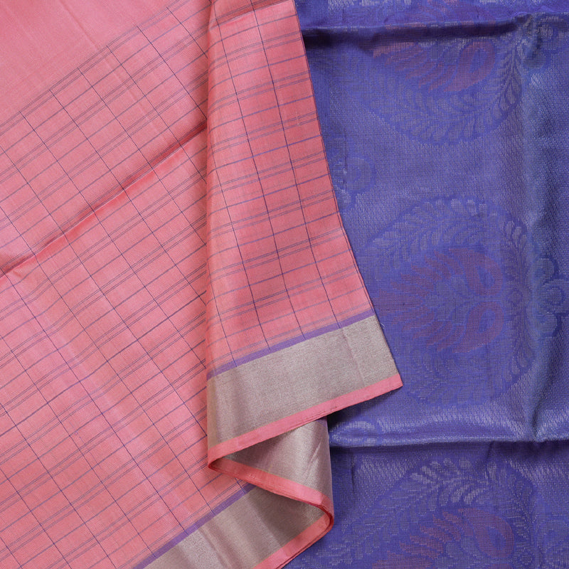 Hayagrivas Pretty Baby Pink Handloom Soft Silk Saree with Dark Lavender Border BBD79D14-1