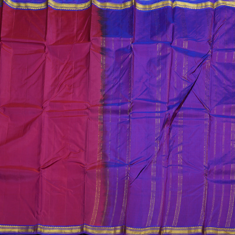 Hayagrivas Dark Pink Handloom Kanjivaram Silk Saree with Purple Border BBD808I1-6