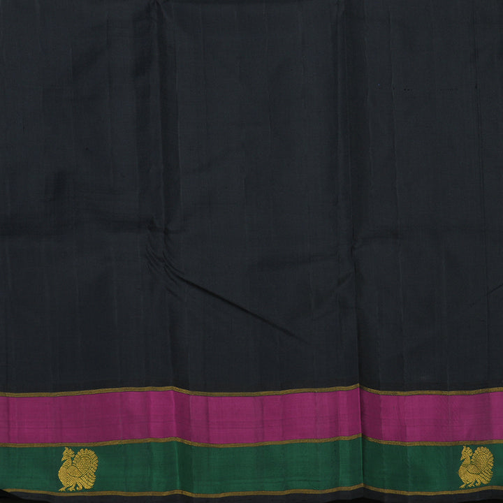 Hayagrivas Handloom Ink Blue Kanjivaram Silk Saree with Black border BBD811I6-1