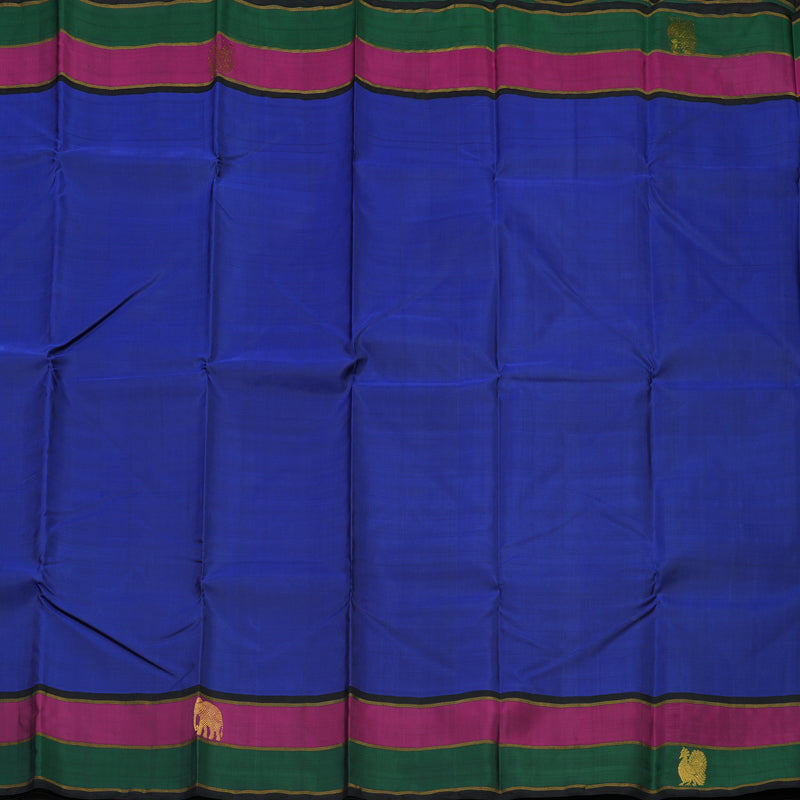 Hayagrivas Handloom Ink Blue Kanjivaram Silk Saree with Black border BBD811I6-1