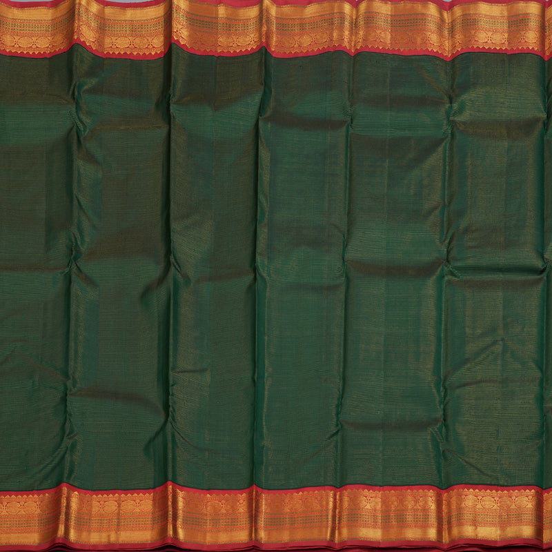 Hayagrivas Bottle Green Kanjivaram Silk Saree with Red Border BBD813I2-1