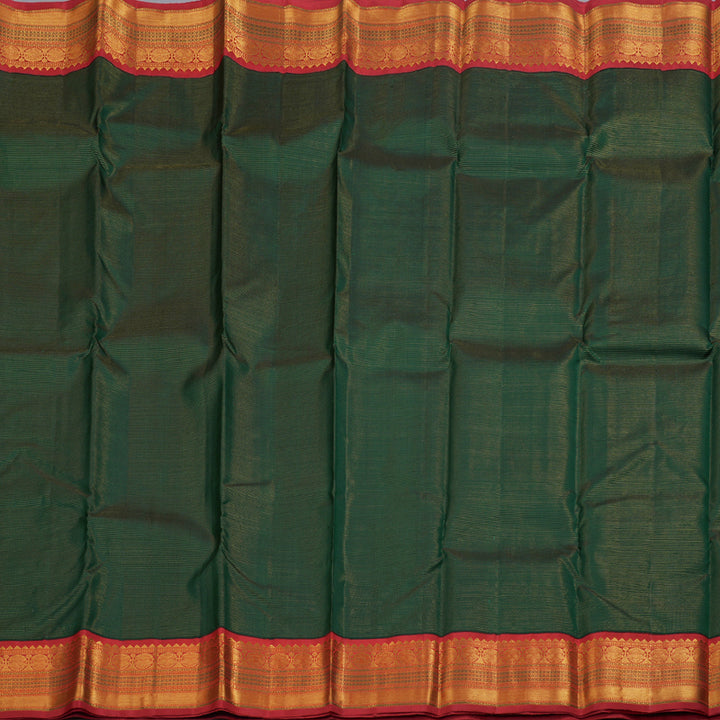 Hayagrivas Bottle Green Kanjivaram Silk Saree with Red Border BBD813I2-1