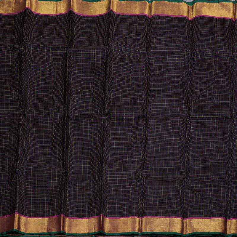 Hayagrivas Black Handloom Kanjivaram Silk Saree with Purple Border BBD815I4-7