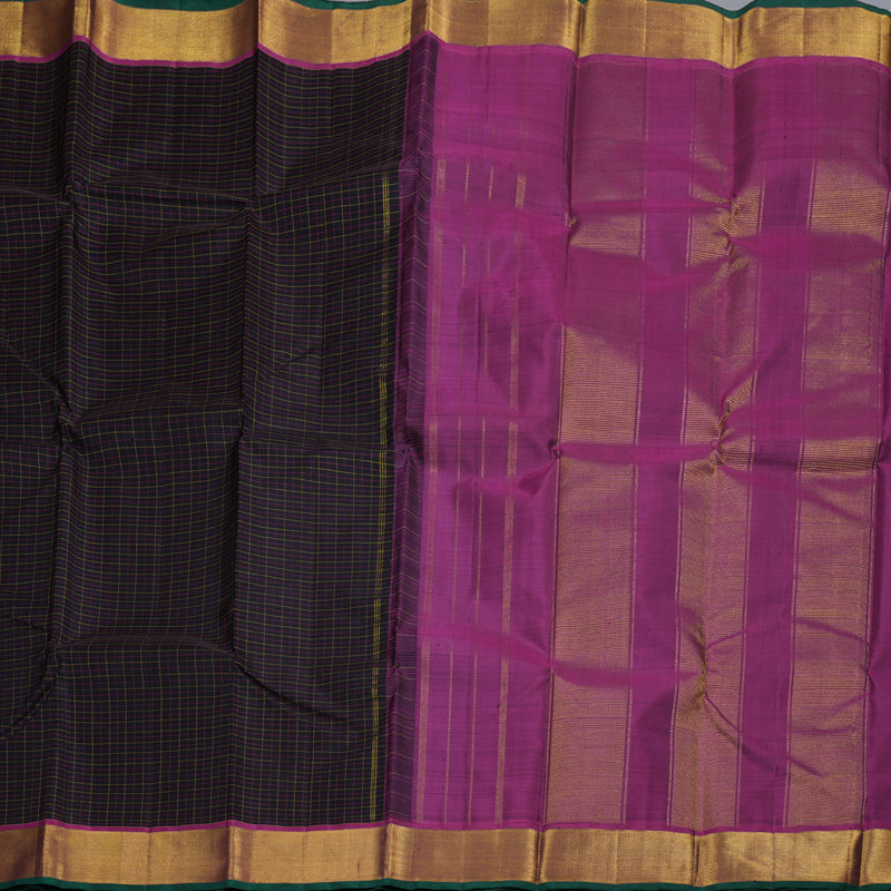 Hayagrivas Black Handloom Kanjivaram Silk Saree with Purple Border BBD815I4-7