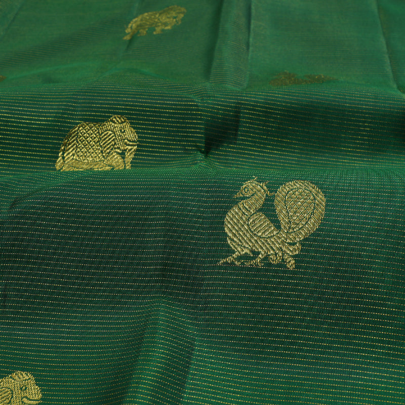 Hayagrivas Bottle Green Kanjivaram Silk Saree with Bottle Green Border BBD815I5-1