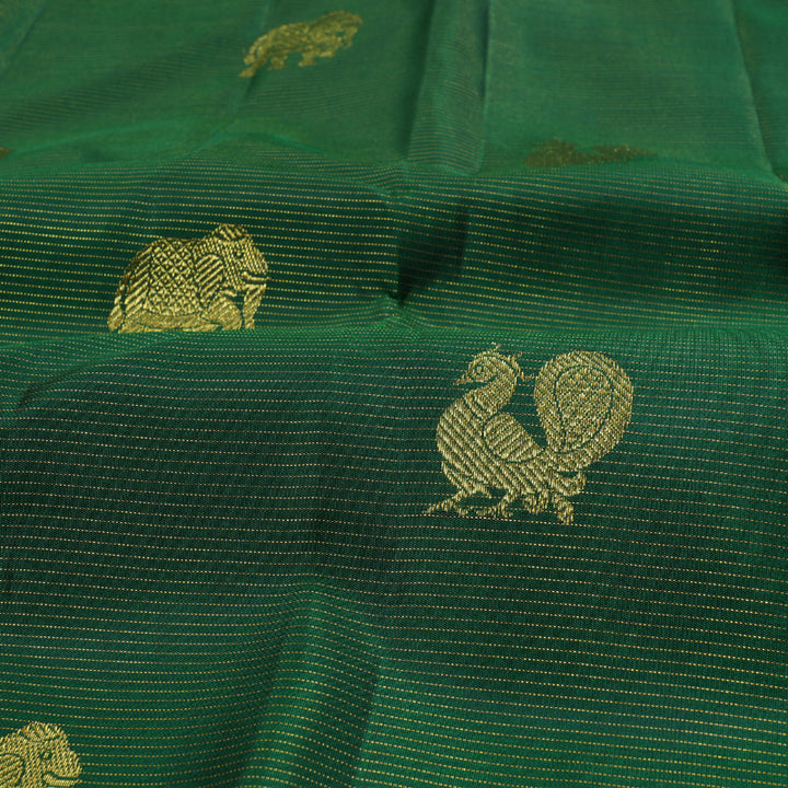 Hayagrivas Bottle Green Kanjivaram Silk Saree with Bottle Green Border BBD815I5-1