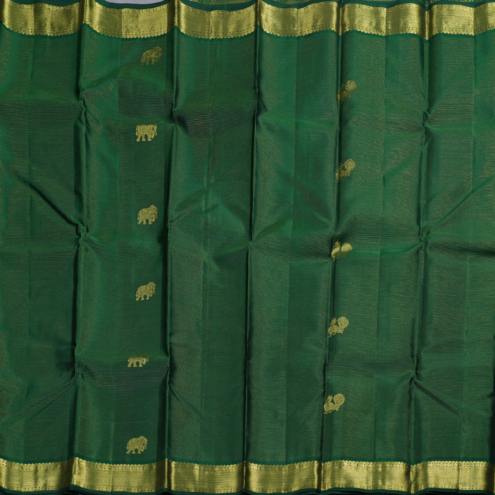 Hayagrivas Bottle Green Kanjivaram Silk Saree with Bottle Green Border BBD815I5-1