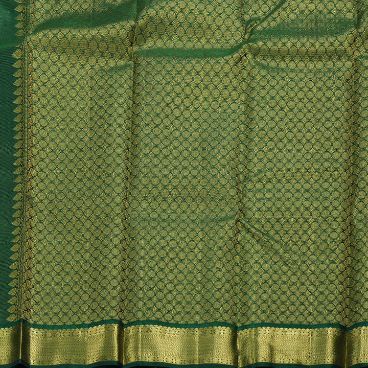 Hayagrivas Bottle Green Kanjivaram Silk Saree with Bottle Green Border BBD815I5-1