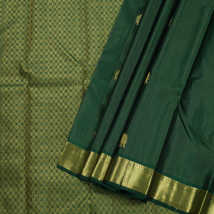 Hayagrivas Bottle Green Kanjivaram Silk Saree with Bottle Green Border BBD815I5-1