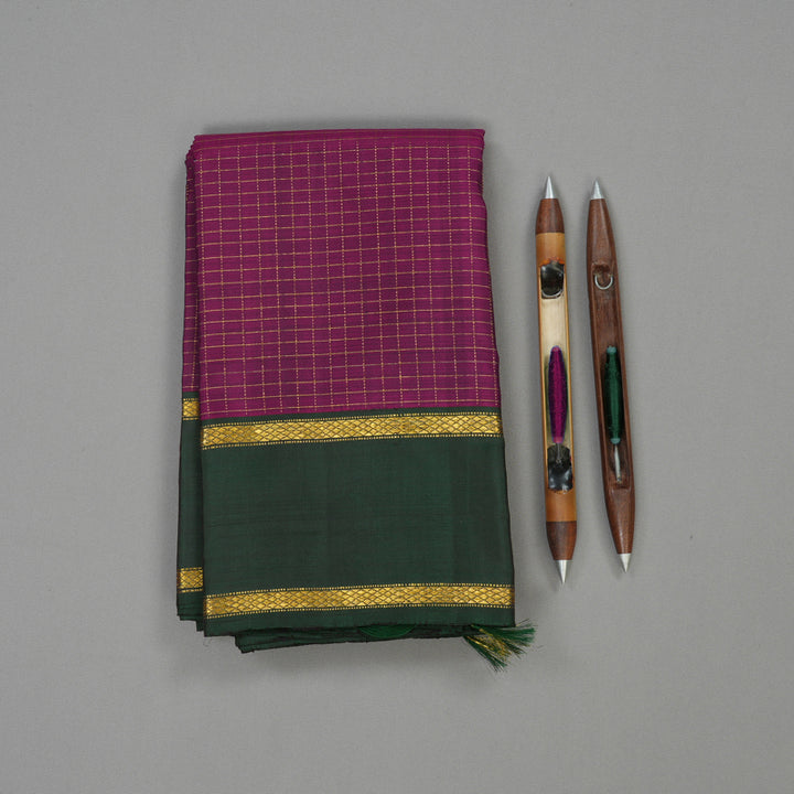 Hayagrivas Handloom Wine Purple Kanjivaram Silk Saree with Karum Pachai Border BBD818I4-3