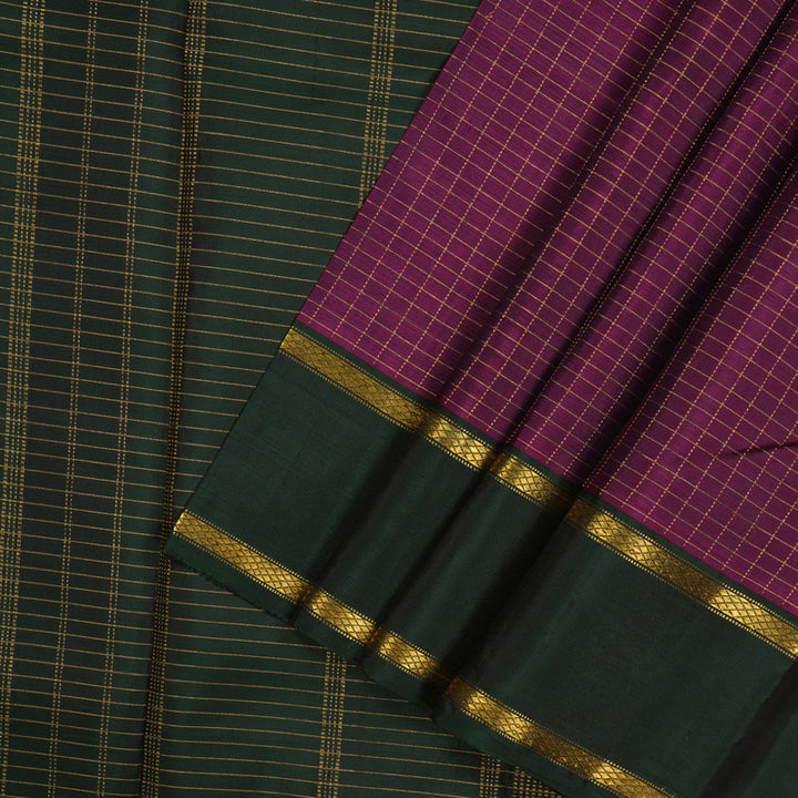 Hayagrivas Handloom Wine Purple Kanjivaram Silk Saree with Karum Pachai Border BBD818I4-3
