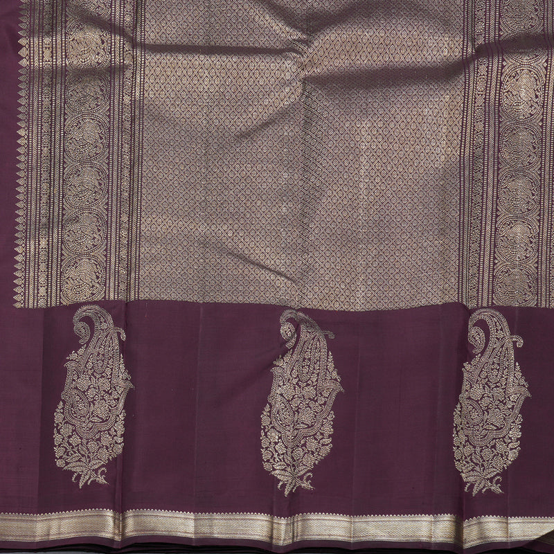 Hayagrivas Baby Pink Handloom Kanjivaram Silk Saree with Plum Purple Border BBD819I4-1