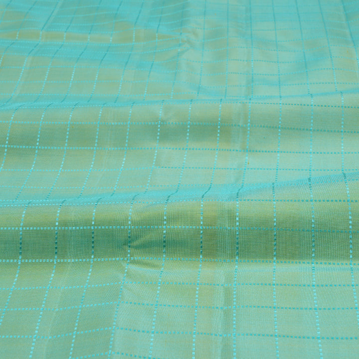 Hayagrivas Sea Blue Kanjivaram Silk Saree with Lemon Yellow Border BBD819I6-1