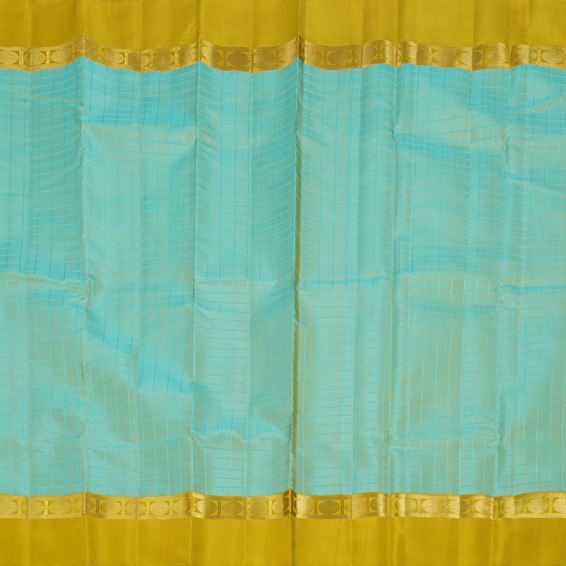 Hayagrivas Sea Blue Kanjivaram Silk Saree with Lemon Yellow Border BBD819I6-1